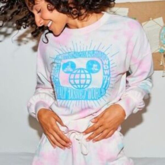 Disney Parks WDW Pullover Sweatshirt Pastel Tie Dye Size Small New Disney World - Picture 1 of 6